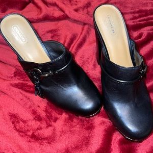 Coach Black Platform Mules